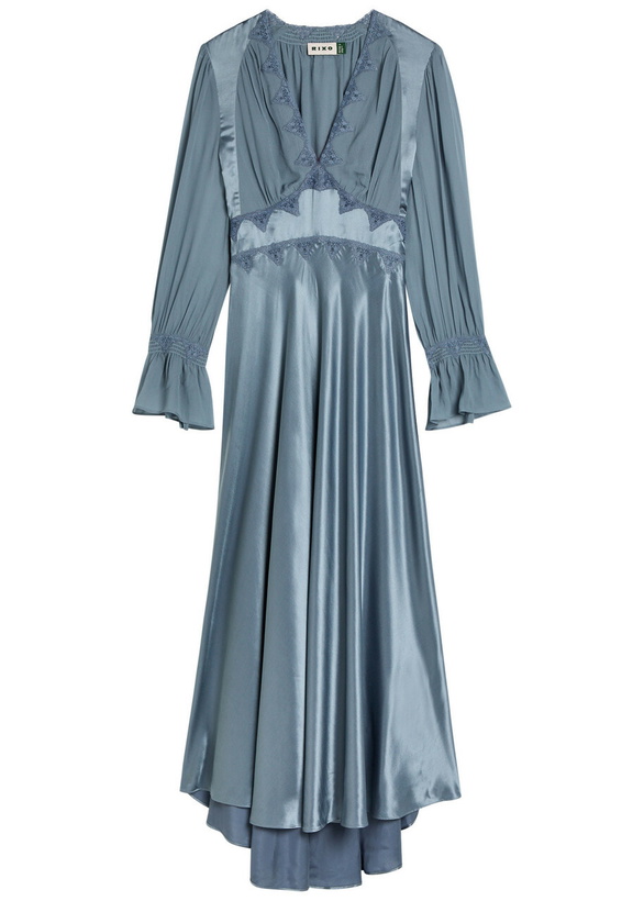 alc addie pleated midi dress Lara Satin Pleated Midi Dress