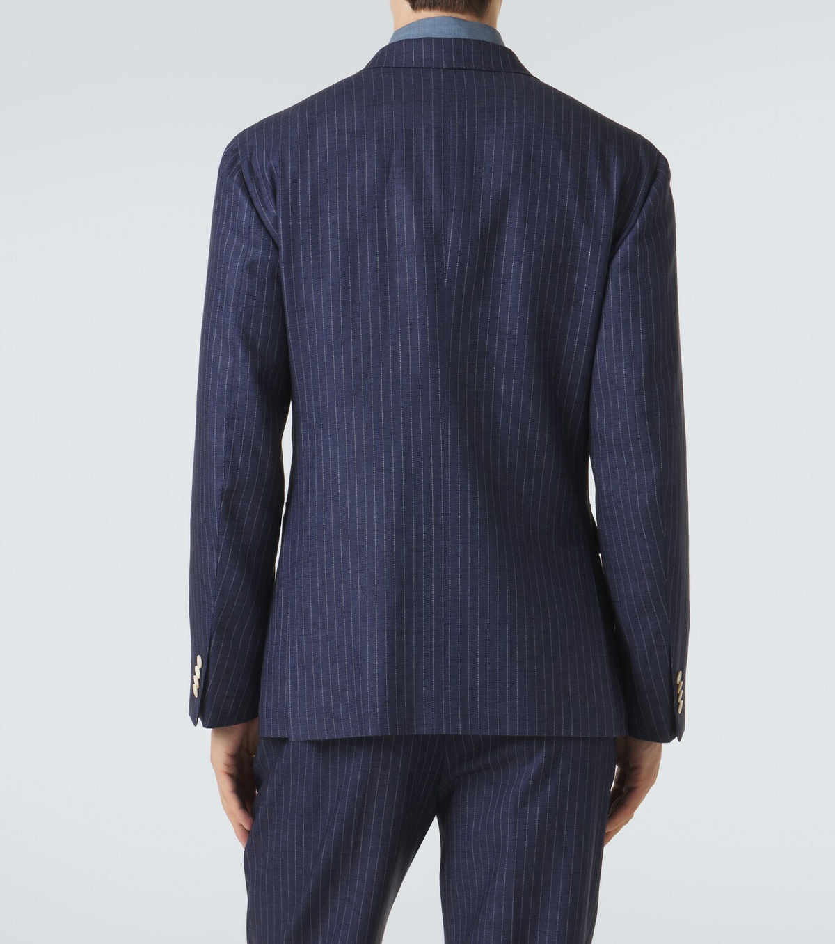Dunhill Pinstripe double-breasted linen blazer