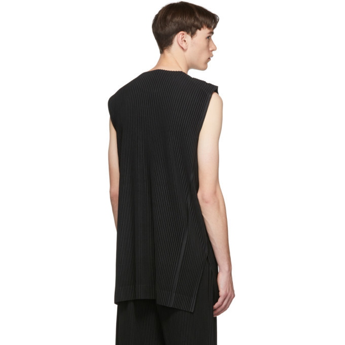 Homme Plisse Issey Miyake Black Pleated Tank Top Homme Plisse Issey Miyake