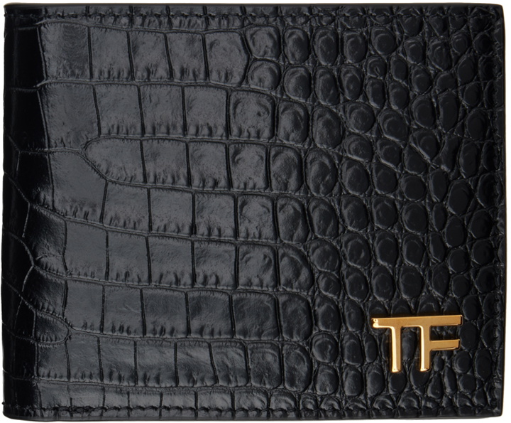 Photo: TOM FORD Black Croc-Embossed Bifold Wallet