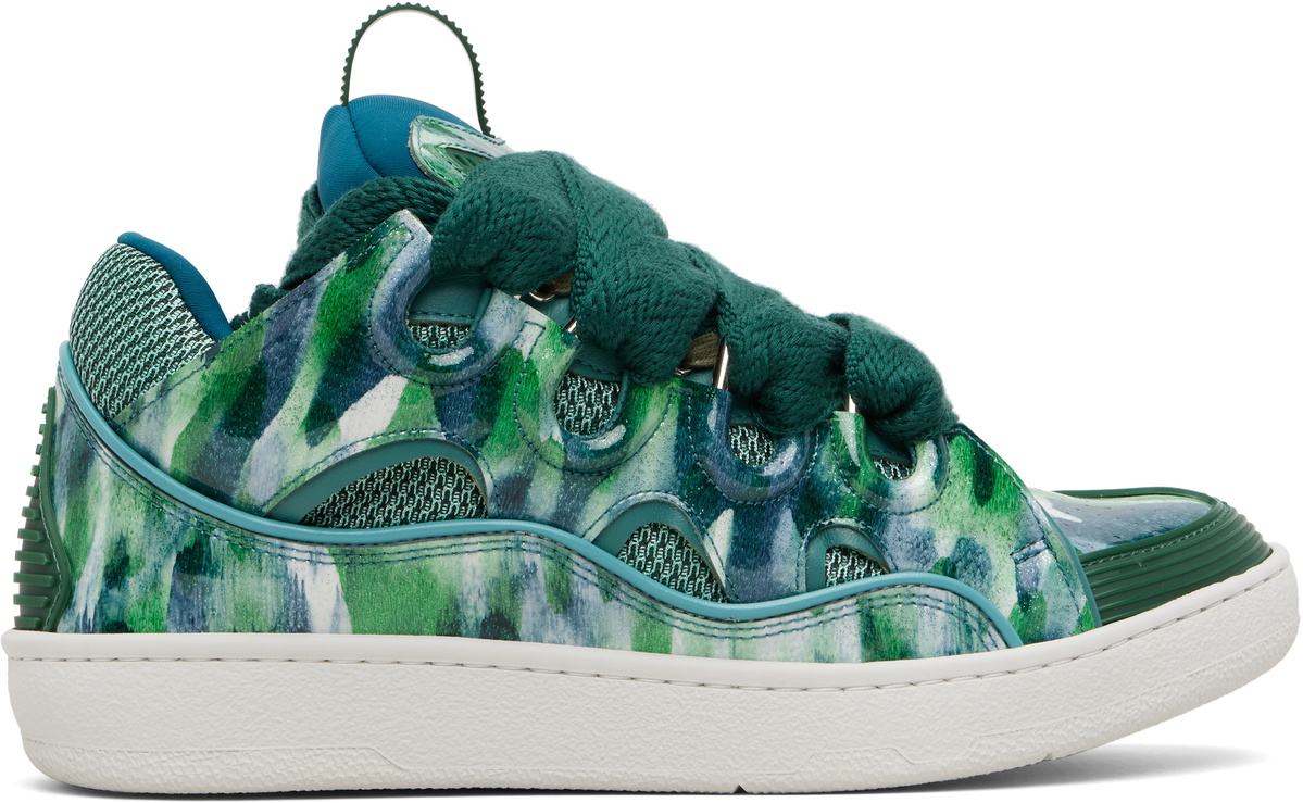 Lanvin Green Curb Leather Sparkles Sneakers Lanvin