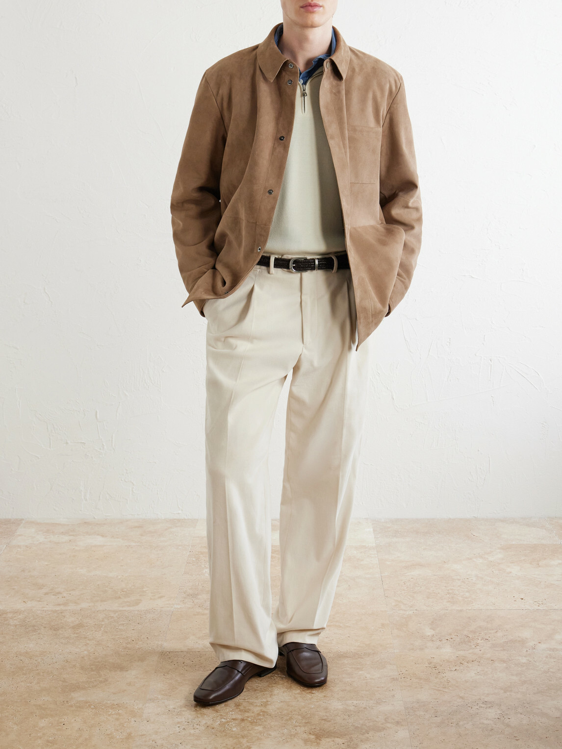 Canali - Paneled Suede Overshirt - Neutrals