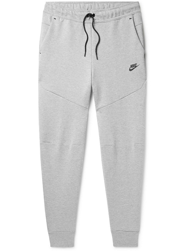 Photo: Nike - Sportswear Tapered Logo-Print Cotton-Blend Tech-Fleece Sweatpants - Gray