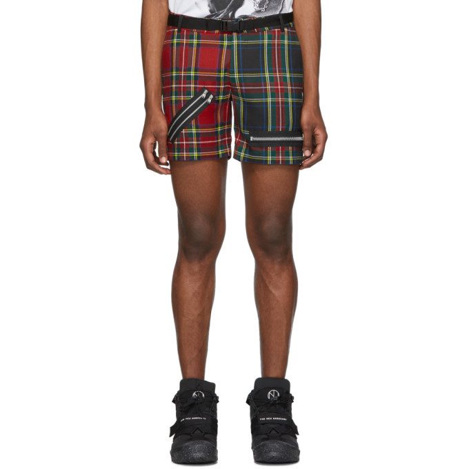 99% IS Red Check Zip Shorts 99% IS