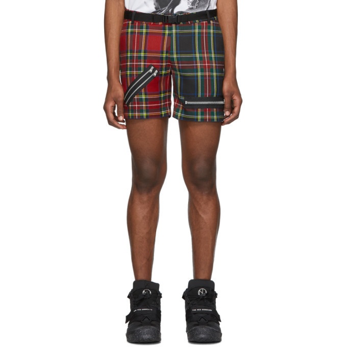 Photo: 99% IS Red Check Zip Shorts