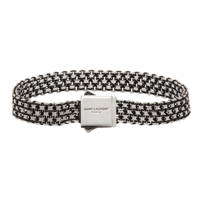 Photo: Saint Laurent Silver Metal Weave Bracelet