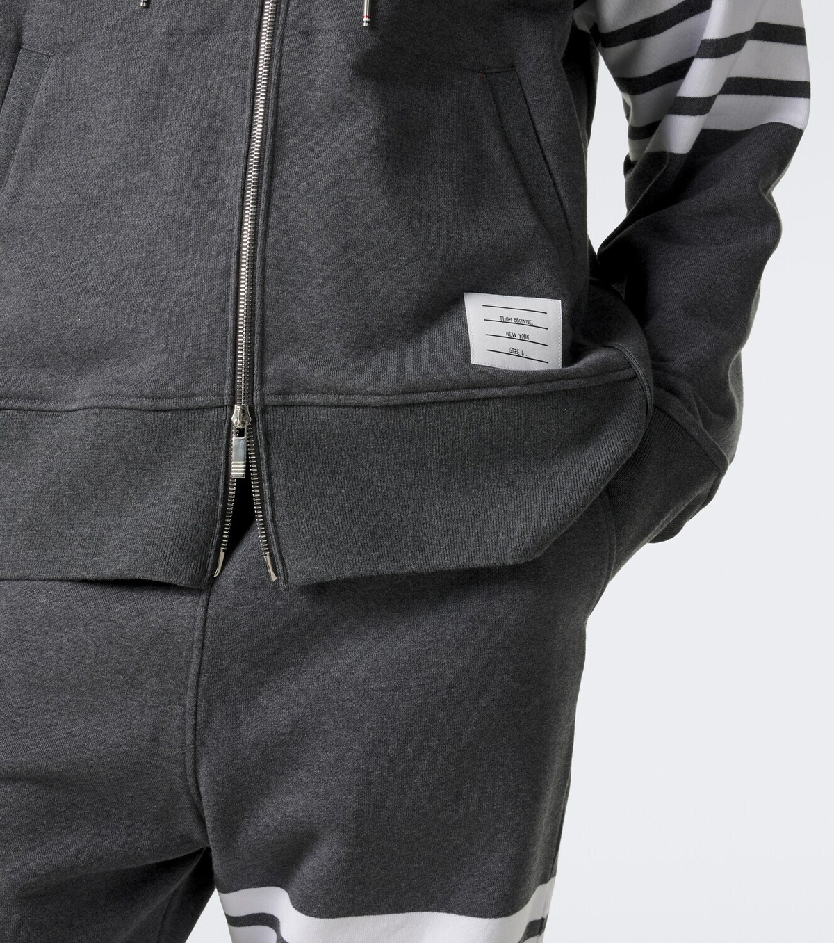 Thom Browne 4-Bar cotton jersey zip-up hoodie