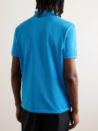 Moncler - Logo-Appliquéd Grosgrain-Trimmed Cotton-Piqué Polo Shirt - Blue