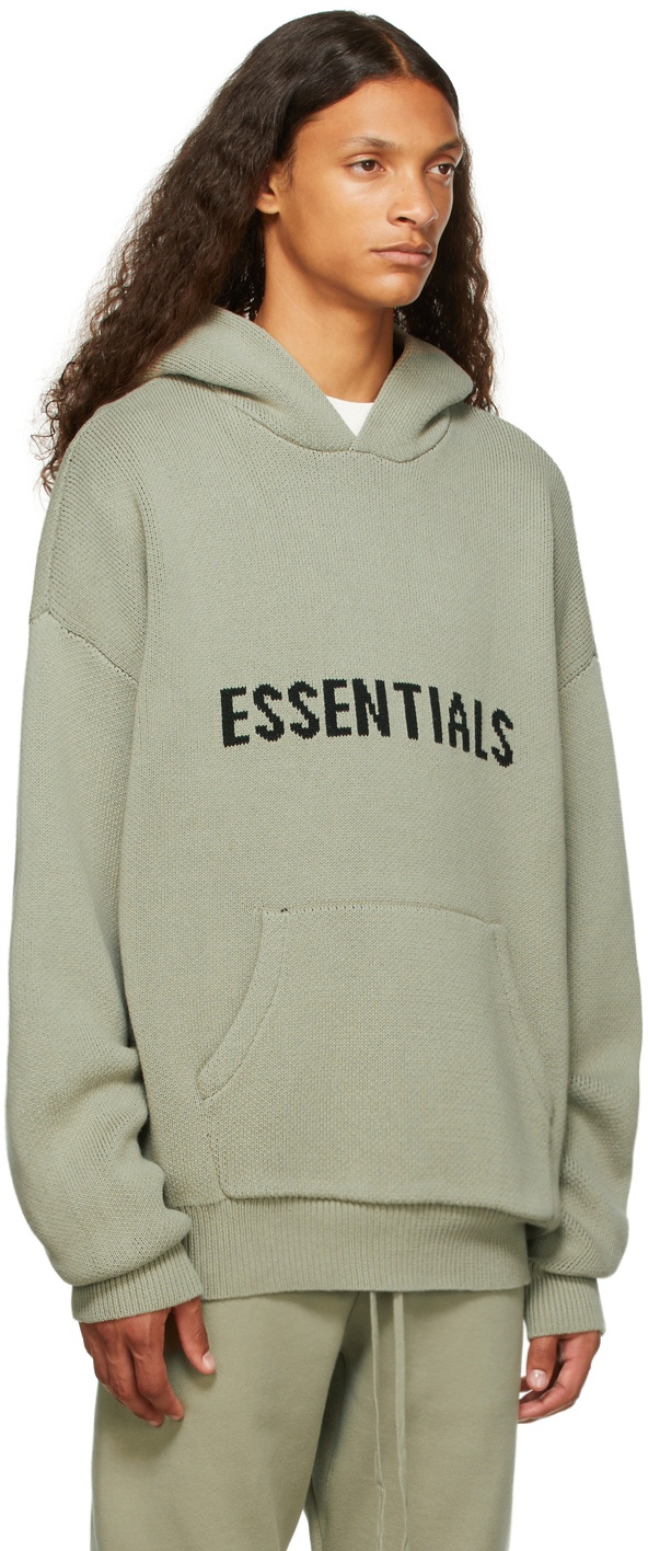 Essentials Green Knit Hoodie Essentials