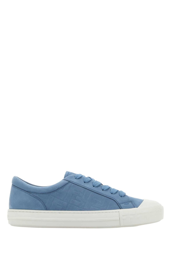 Photo: Fendi Light Blue Leather Domino Sneakers