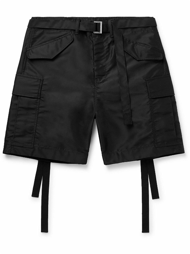 Photo: Sacai - Wide-Leg Belted Nylon Cargo Shorts - Black