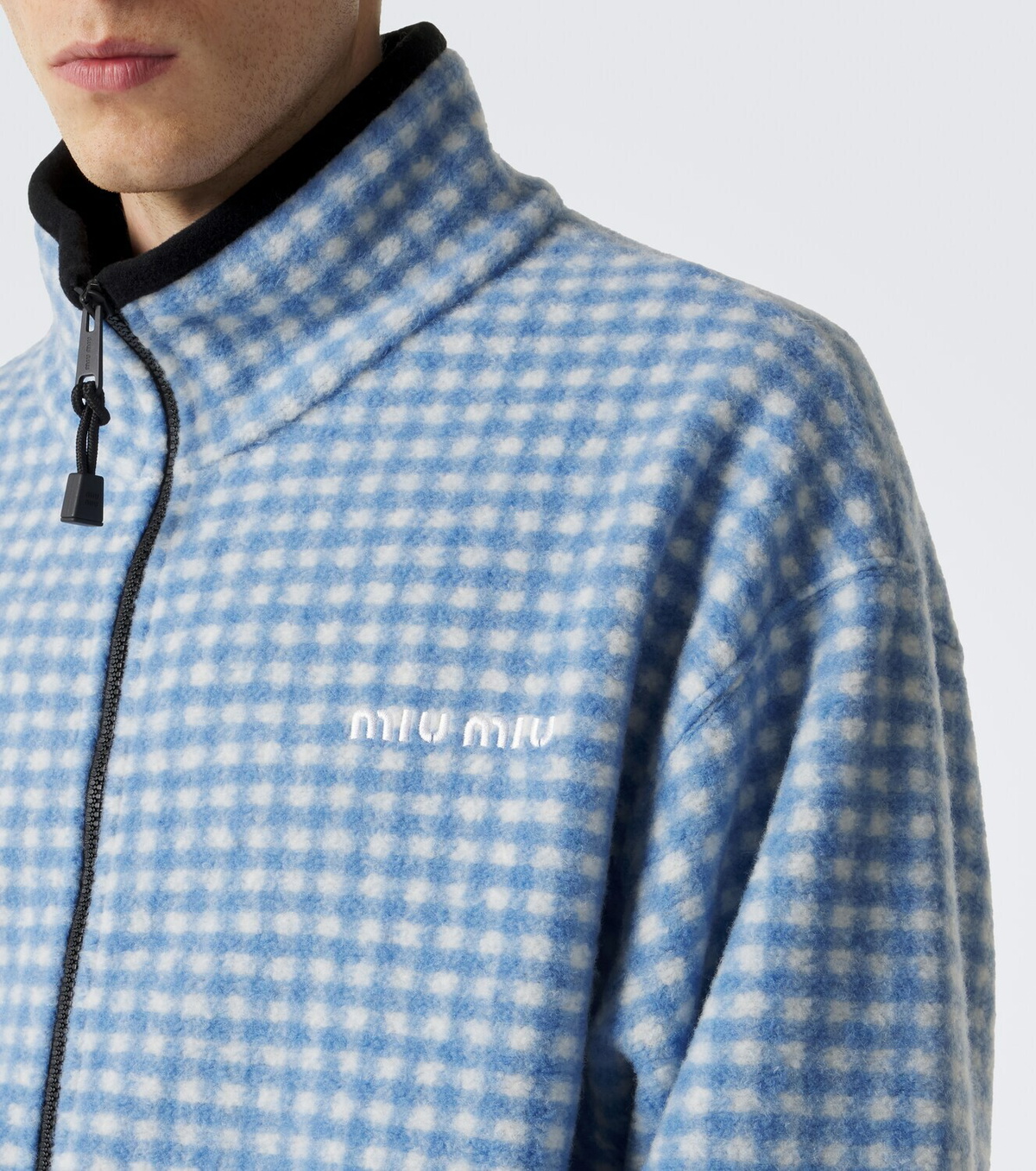 Miu Miu Gingham fleece jacket