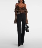 Blumarine Embellished crêpe cady flared pants