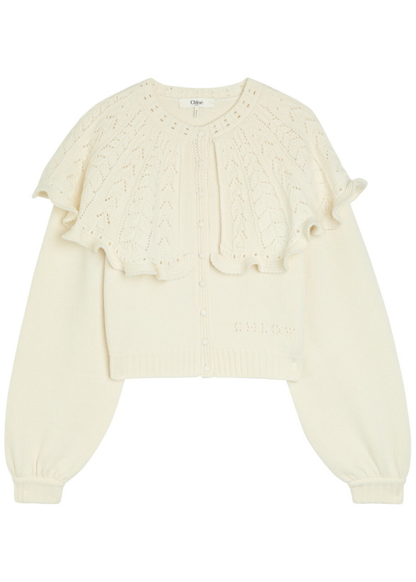 Photo: Chloe Collar-detail Wool and Cashmere-blend Cardigan Off White