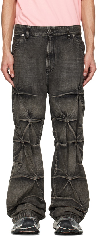 We11done Black Washed Wrinkled Trousers We11done