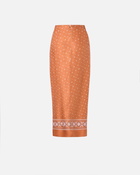 Pinko Bandana Print Sarong Midi Skirt Burnt/White