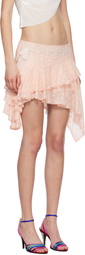 Yuhan Wang Pink Ruffled Lace Miniskirt