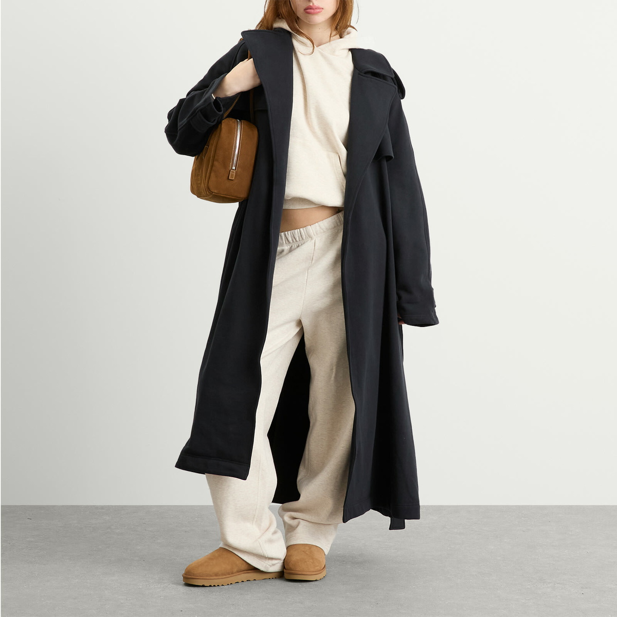 SKIMS Women's Boyfriend Fleece Trench Coat in Onyx