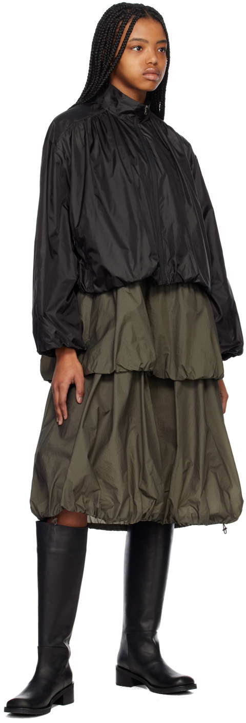 AMOMENTO Brown String Volume Midi Dress AMOMENTO
