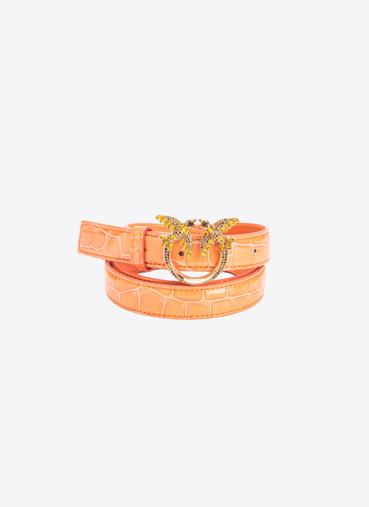 PINKO Galleria Thin Belt 2cm Pinko Pinko Galleria Thin 2cm Shiny Coloured Croc Print Belt  main image 2