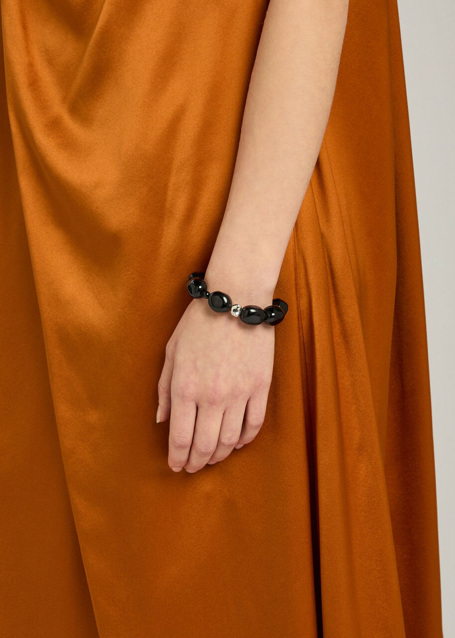 Agmes Dara Sterling Silver Beaded Bracelet - Black - One Size