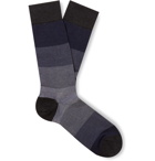 Marcoliani - Striped Textured Pima Cotton-Blend Socks - Gray