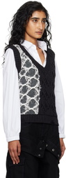 Andersson Bell Black & Gray Boucle Cable Patchwork Knit Vest
