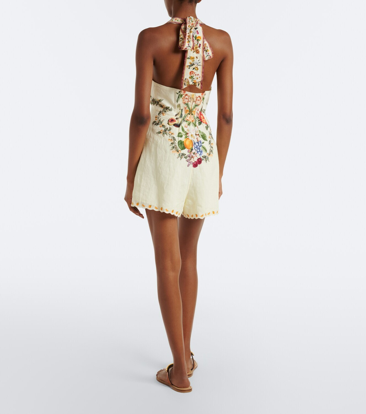 Camilla Embellished halterneck linen romper
