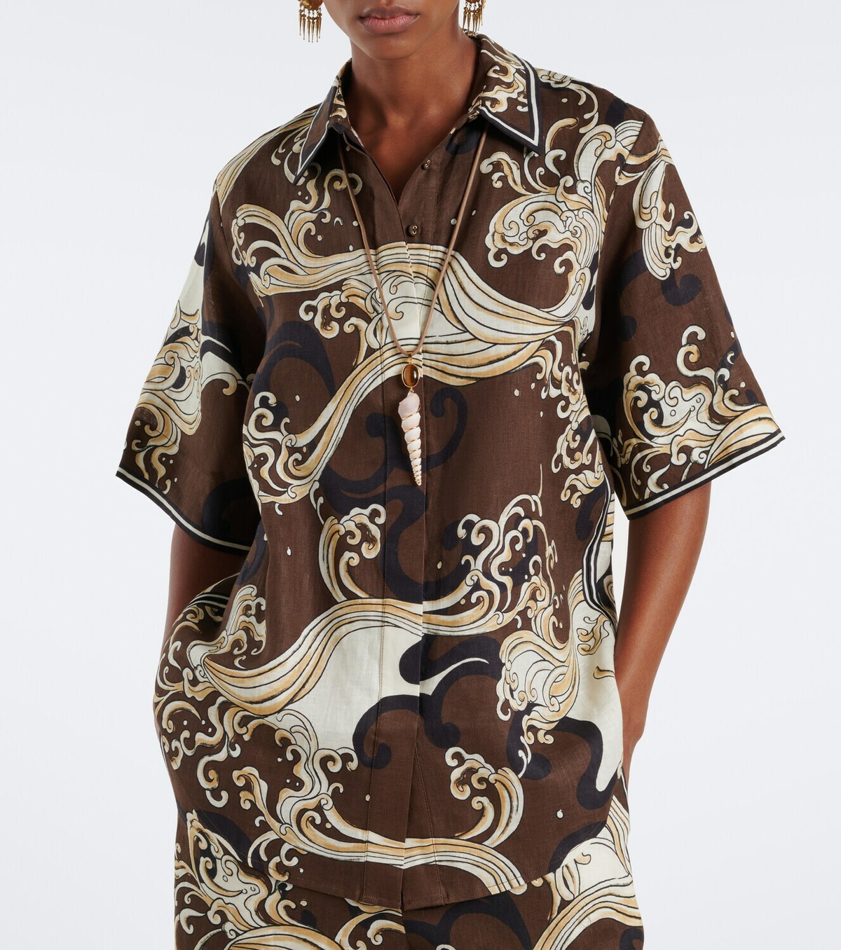 Alémais Otis printed oversized linen shirt