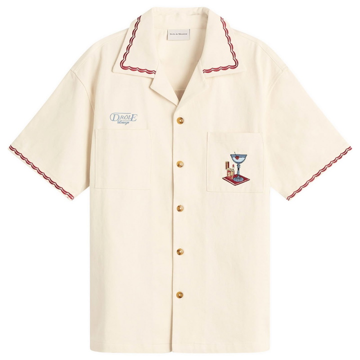 Photo: Drôle de Monsieur Men's Cotton Cocktail Open Collar Shirt in Off White