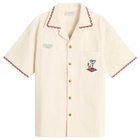 Drôle de Monsieur Men's Cotton Cocktail Open Collar Shirt in Off White