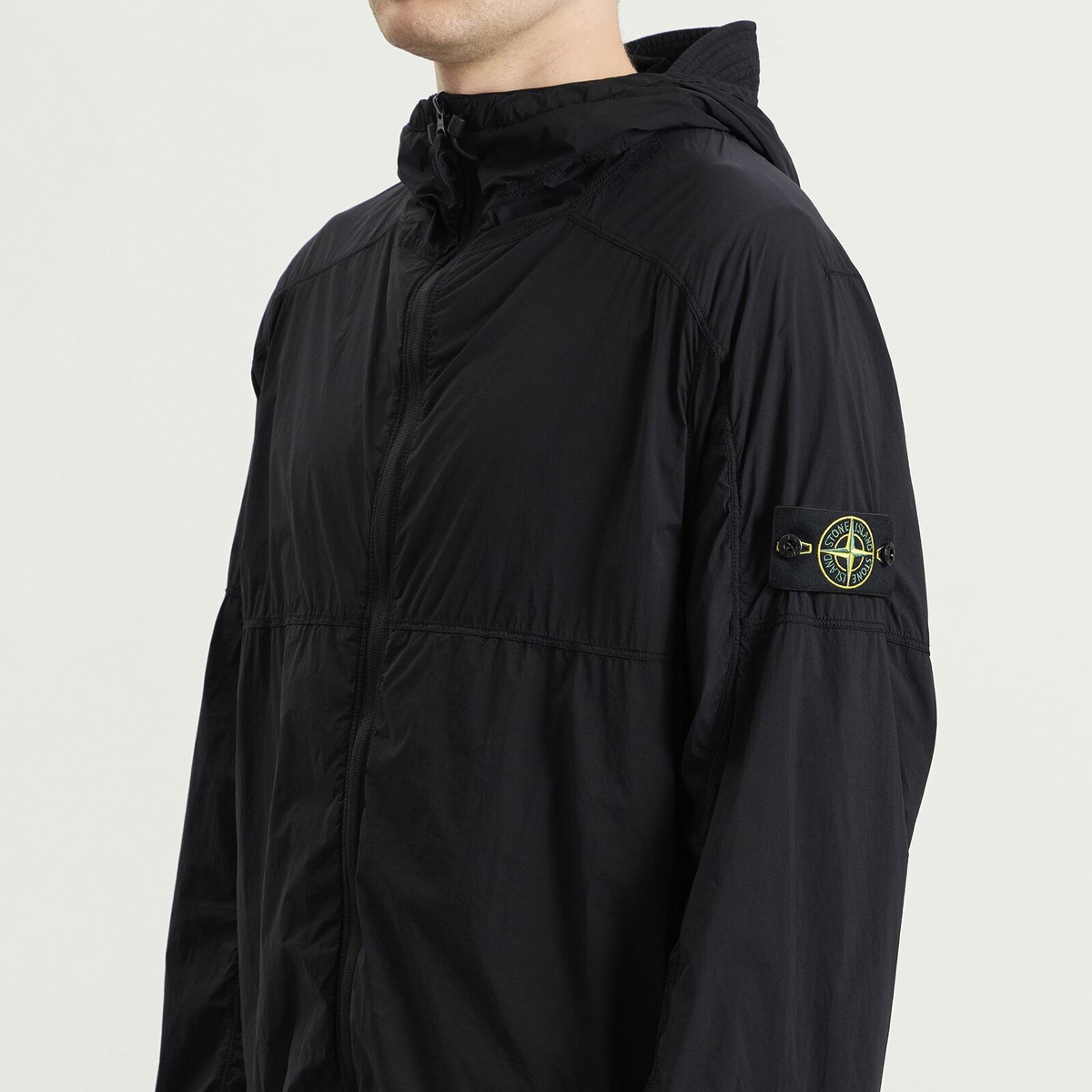 Stone Island Men's Ultralight Nylon Stretch-TC Hooded Jacket in Navy Blue