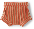 Eckhaus Latta SSENSE Exclusive Baby Red & Brown Ribbed Bambino Shorts