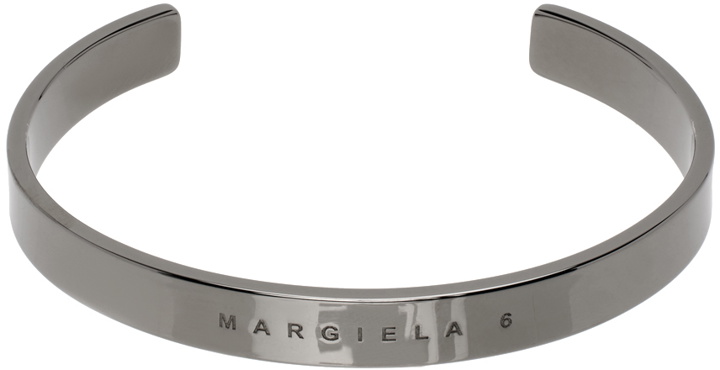 Photo: MM6 Maison Margiela Gunmetal Engraved Cuff Bracelet