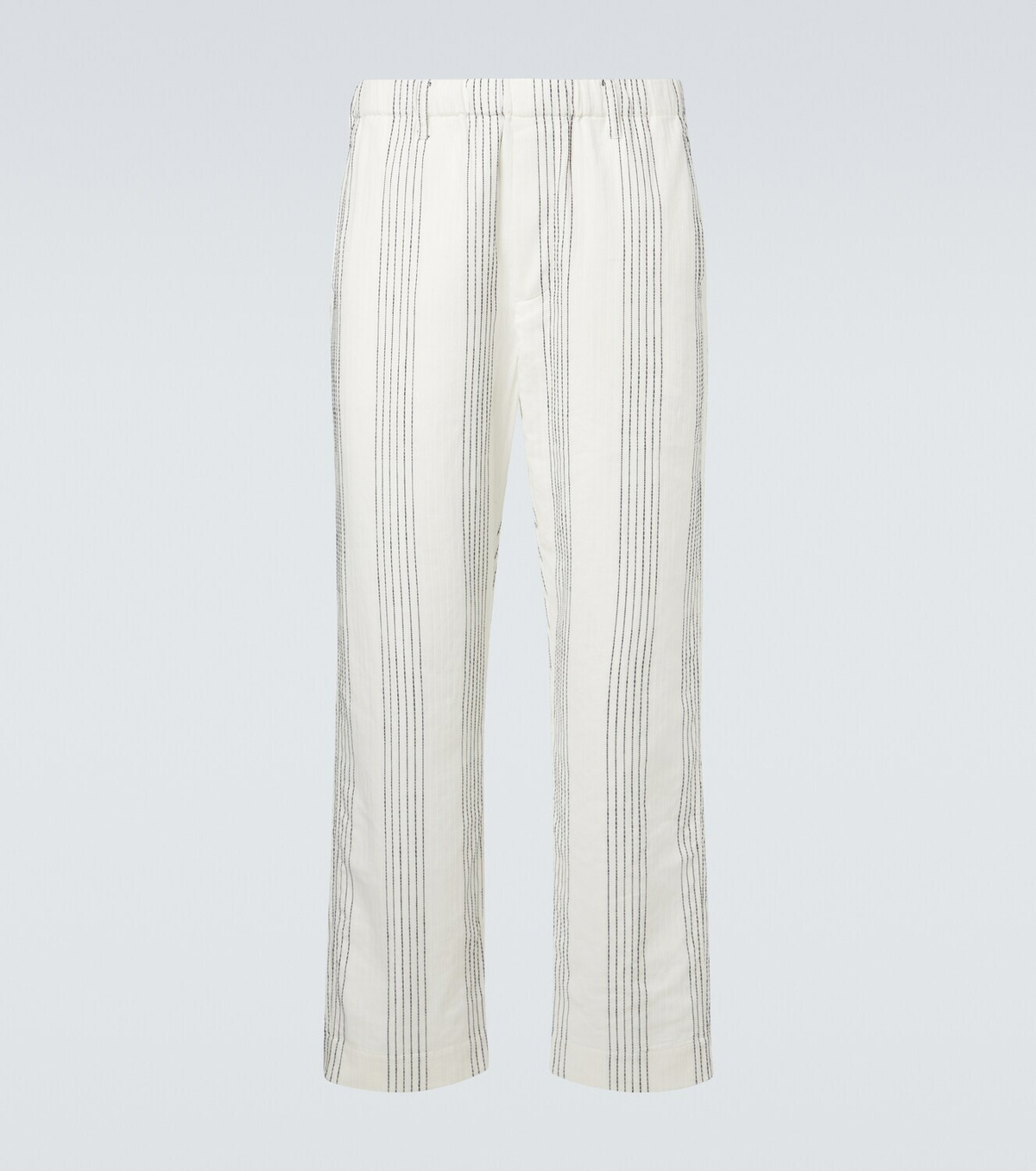 Commas Kantha striped cotton straight pants