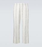 Commas Kantha striped cotton straight pants