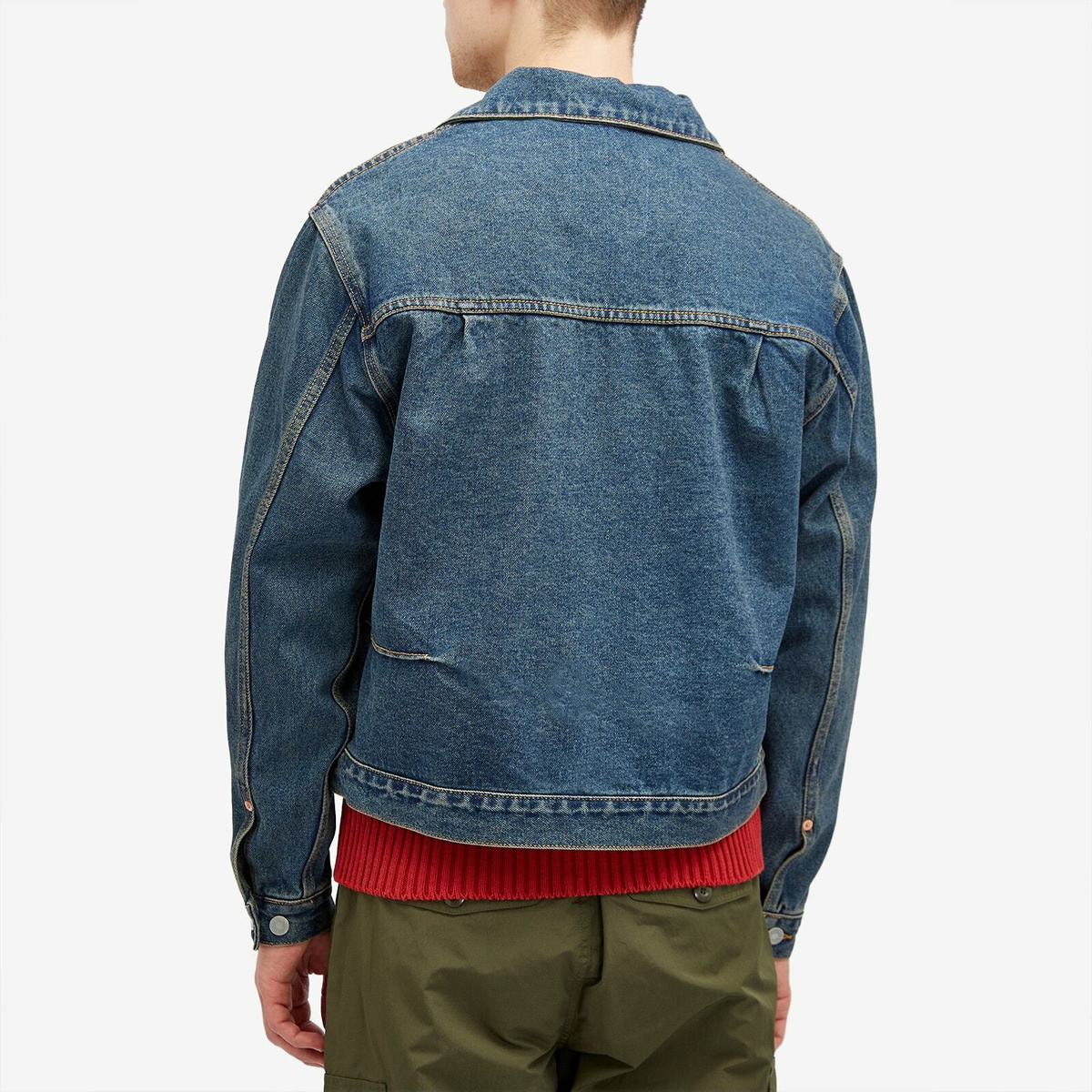 Uniform Bridge Men's Type-2 Denim Trucker Jacket in Indigo Washed