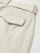 Officine Générale - Straight-Leg Belted Cotton-Twill Trousers - Neutrals