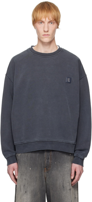 Photo: WOOYOUNGMI Gray Dying Back Logo Sweatshirt
