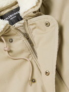 Balenciaga - Padded Cotton-Ripstop and Jersey Hooded Bomber Jacket - Neutrals