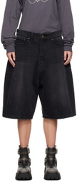 We11done Black Loose-Fit Denim Shorts