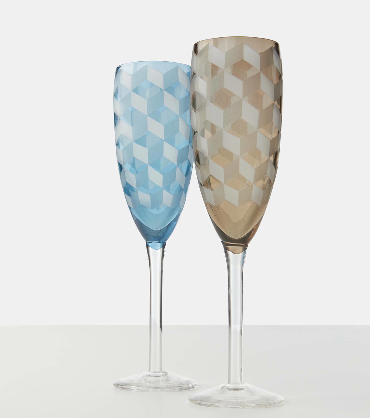 Polspotten Blocks set of 6 campagne flute glasses