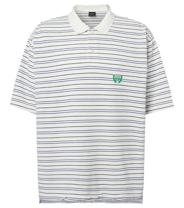 Photo: Balenciaga BB Laurel striped cotton piqué polo shirt