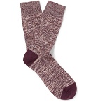 NN07 - Mélange Cotton-Blend Socks - Men - Red