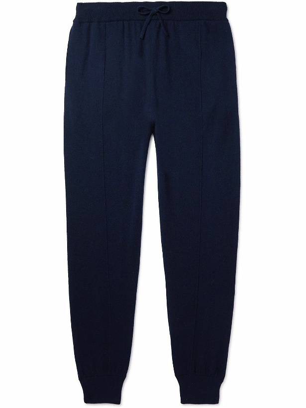 Photo: Mr P. - Tapered Pintucked Wool and Cashmere-Blend Sweatpants - Blue