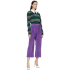 Victoria Beckham Green and Silver Stripe Lurex Cardigan