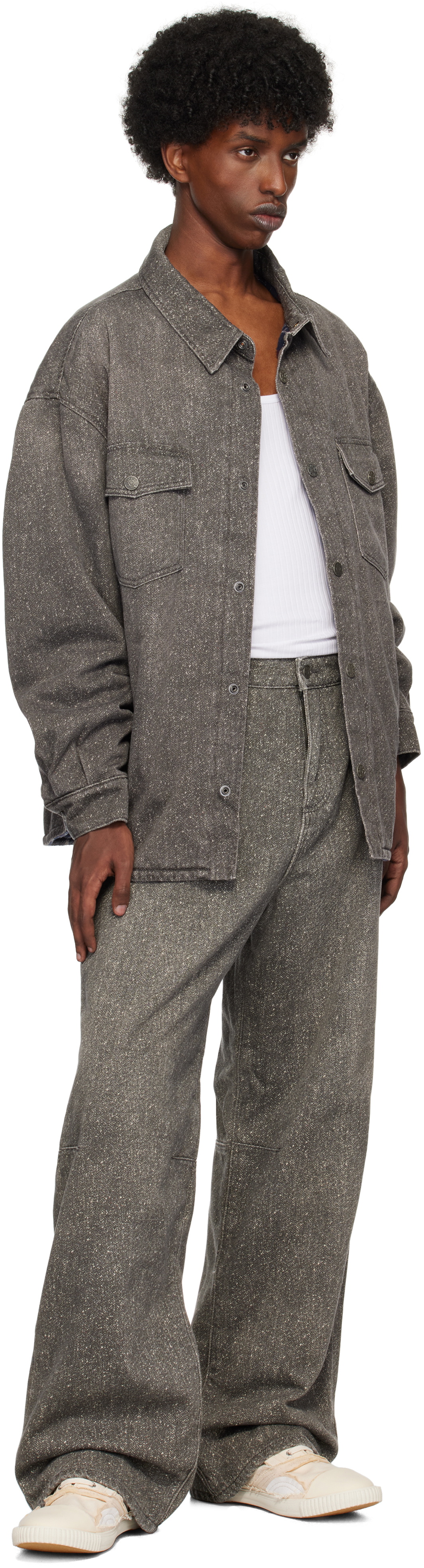 GUESS USA Gray Flannel Lined Relaxed Denim Jeans
