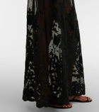 Juliet Dunn Embroidered sheer cotton midi dress