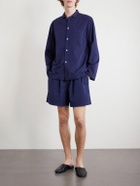 TEKLA - Straight-Leg Organic Cotton-Poplin Shorts - Blue