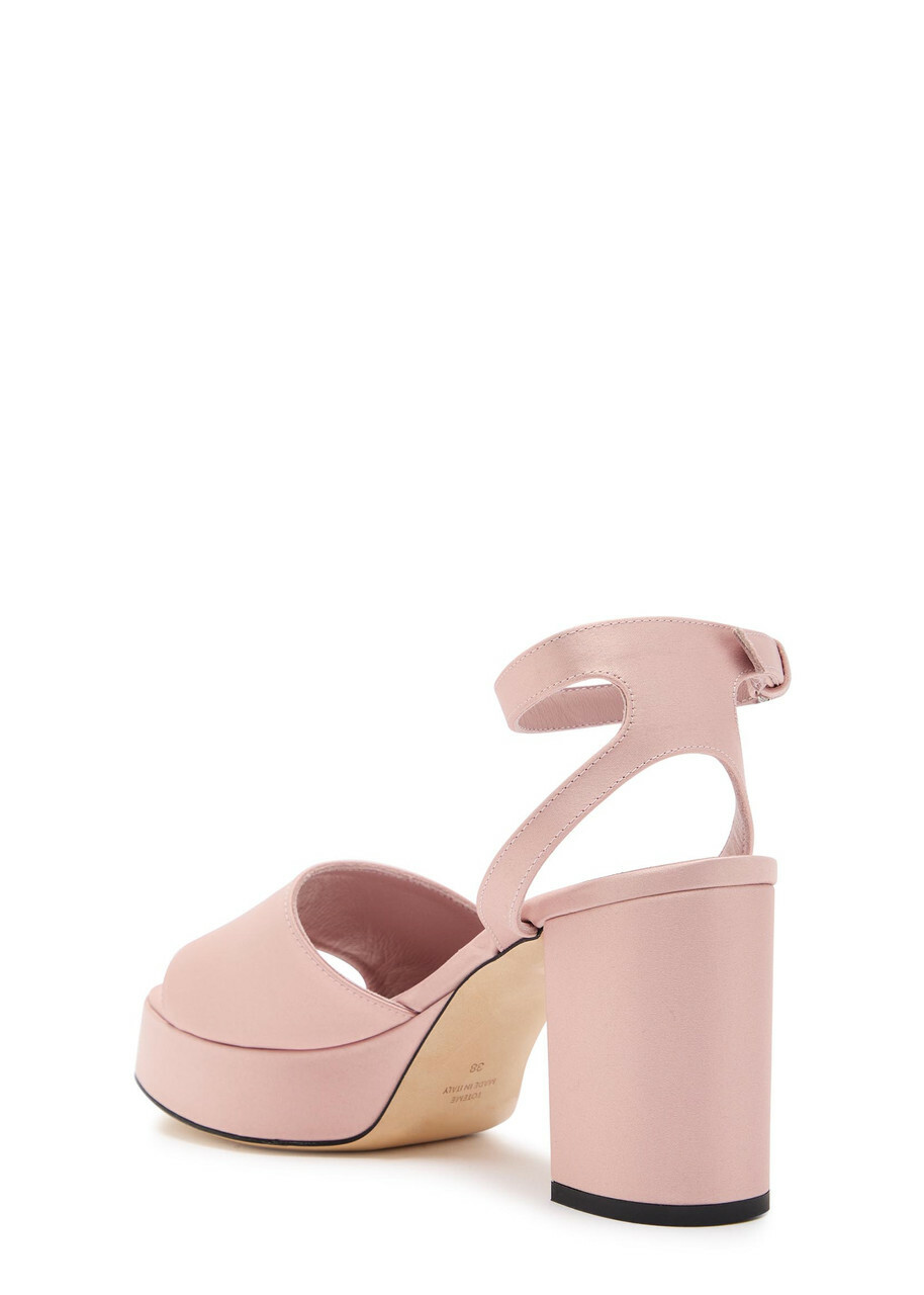 Toteme 90 Satin Platform Sandals Beige